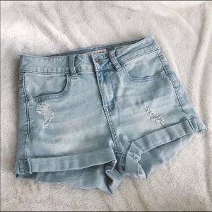 High waisted jean shorts